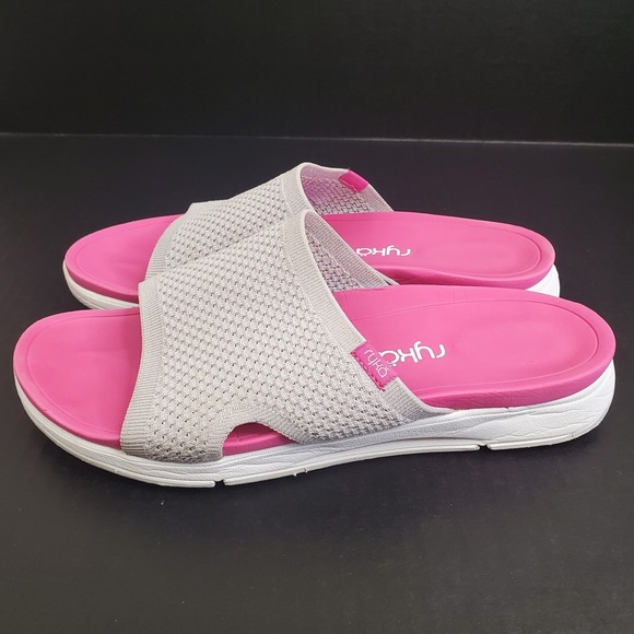 Ryka Shoes - Ryka Anatomical Knit Slide Sandals Triumph Raindrop Grey Pink Womens Size 11